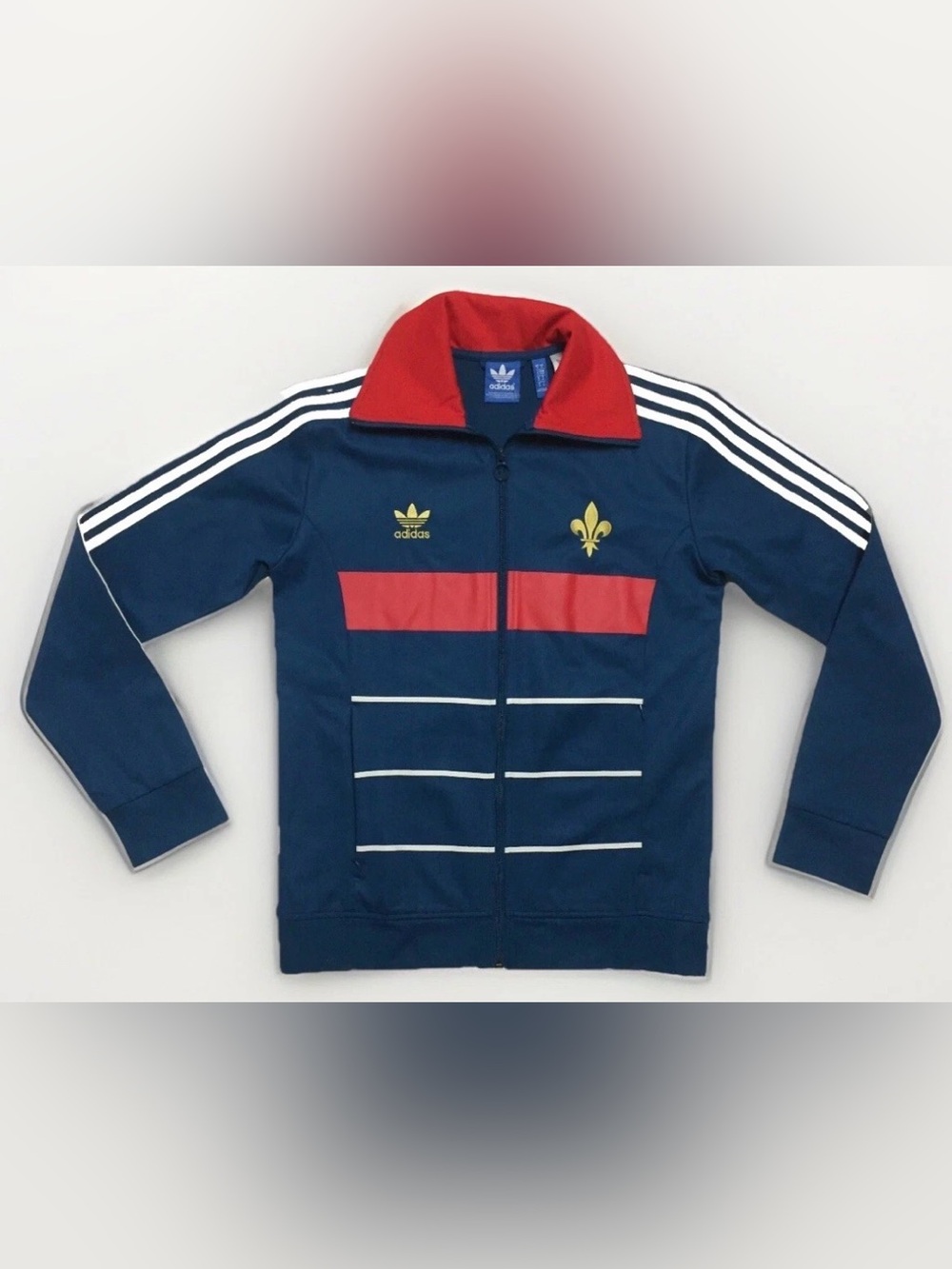 Rare Adidas France Track Jacket Sample Size Medium Fleurs-de-lis Gold Trefoil